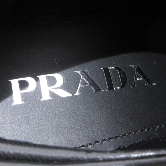 PRADA Triangle Logo Black Brushed Leather Women's Pumps 651-042725 - Picture 9 of 10